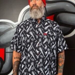 Dixxon Flannel Co Men's "The Darkest" Short Sleeve Button-Up Shirt, Size 3XL